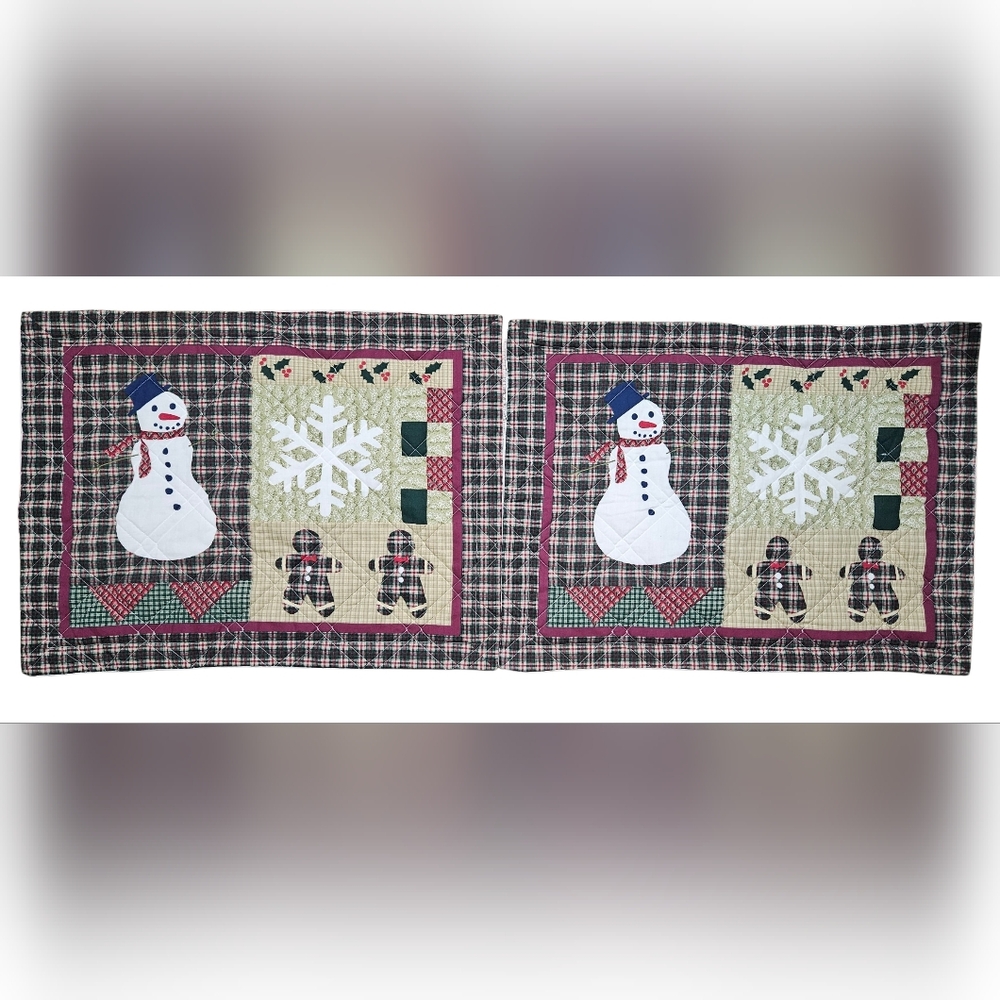 2 Sunham Home Fashions Snowman 31 x 24 Christmas Winter Pillow Shams